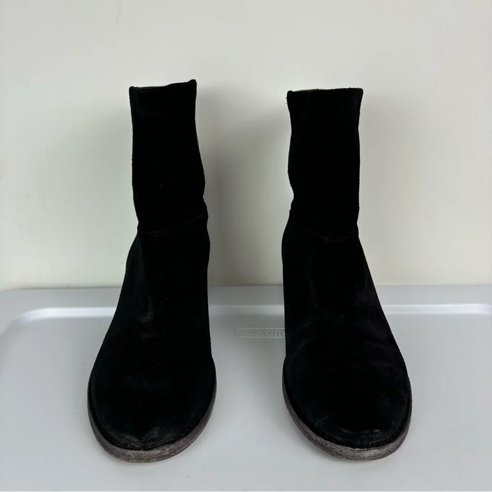 Vince Grayson Womens Leather Ankle Booties Sz 7.5 Black Mixed Media